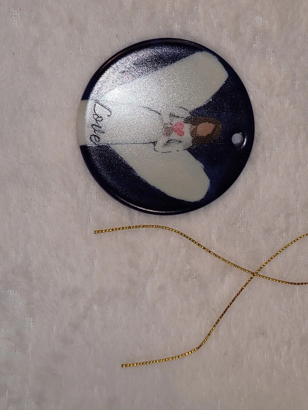Love Angel Heart Ornament - Blue and White